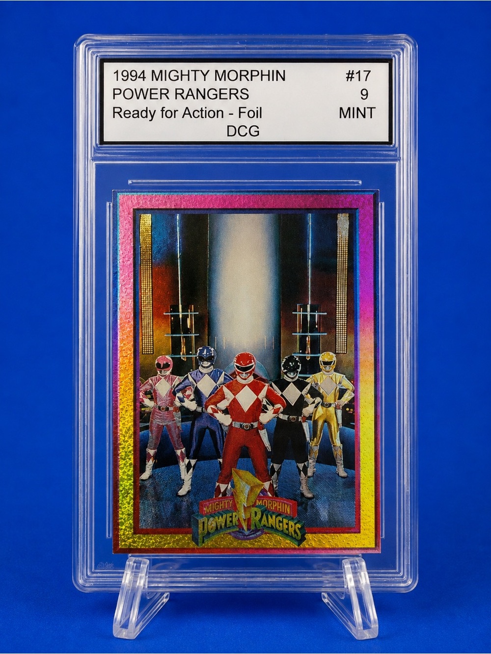 1994 Power Ranger Foil Trading Card —featuring the entire team